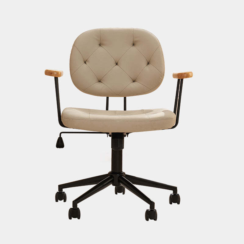 Minimalist Leather Wood Steel Armchair