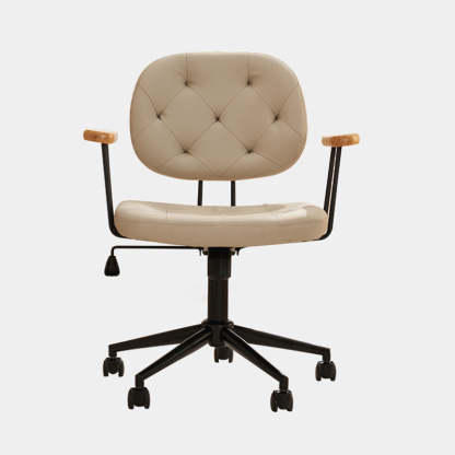 Minimalist Leather Wood Steel Armchair