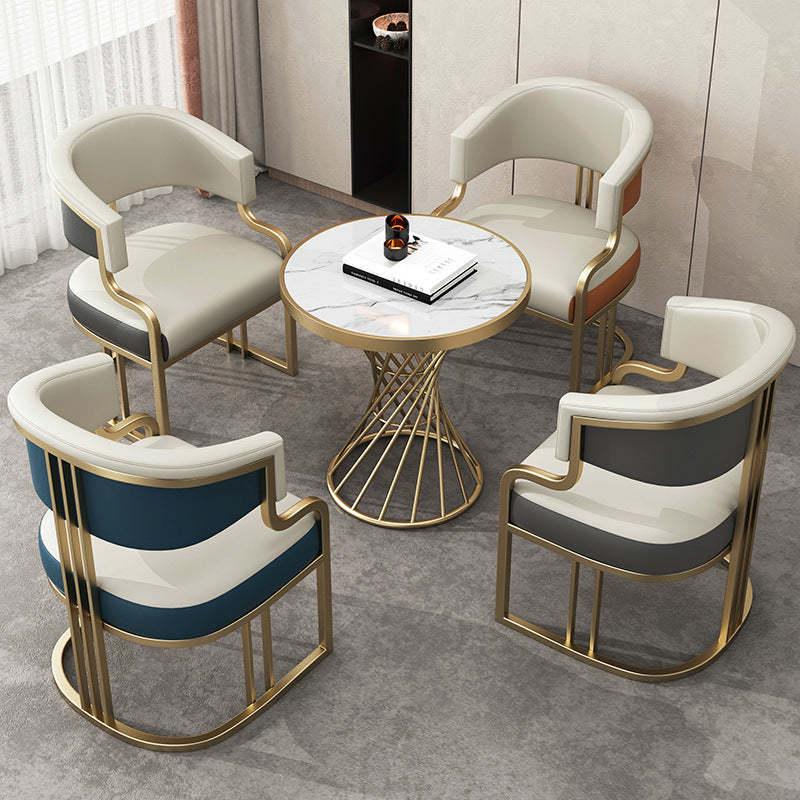 Modern Arch Leather Iron Dining Chair
