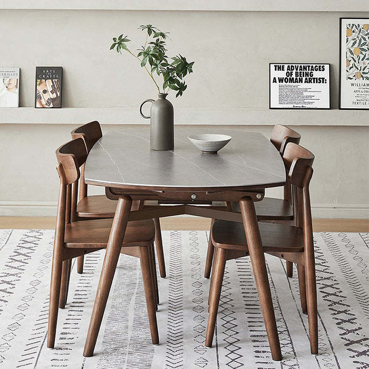 Minimalist Slate Wood Foldable Dining Table