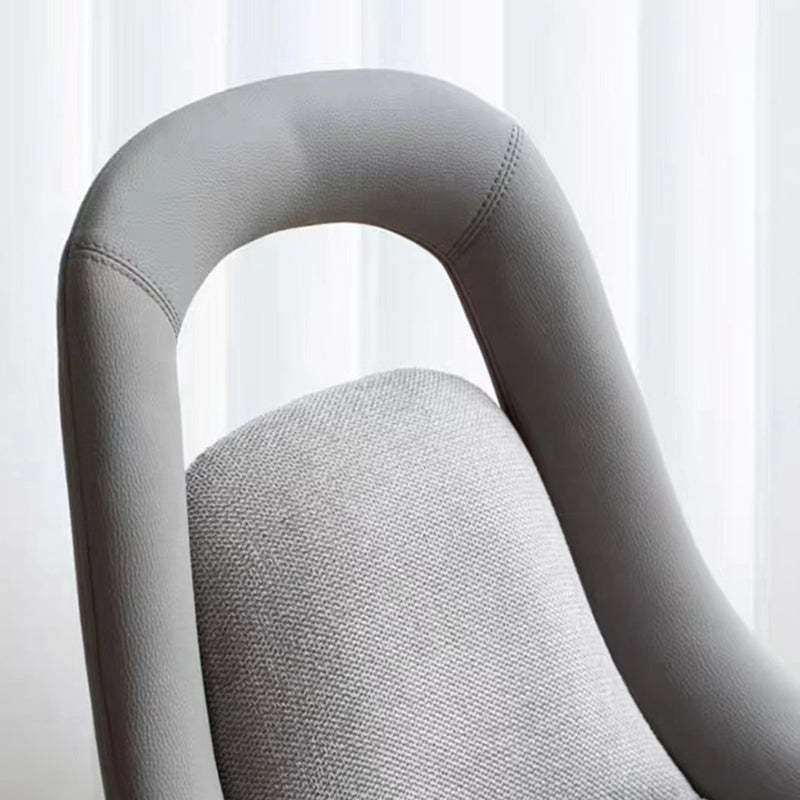 Scandinavian Curved Leather Tapered Leg Dining Chair
