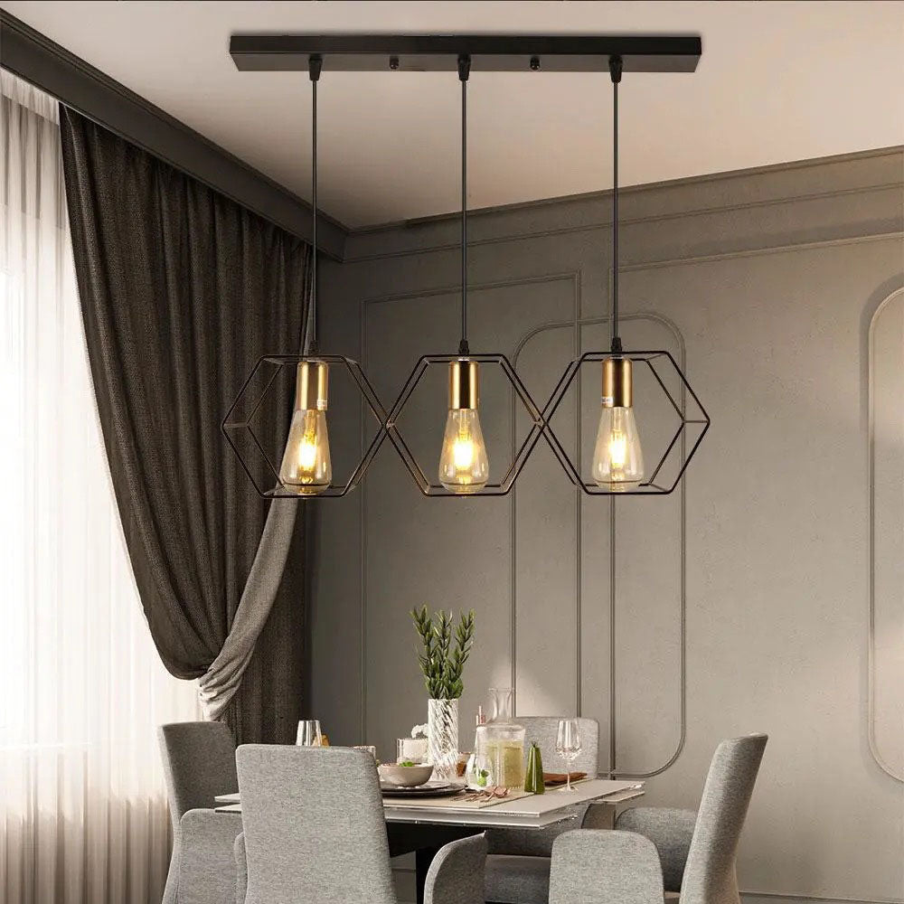 Industrial Vintage Geometric Iron Island Chandelier