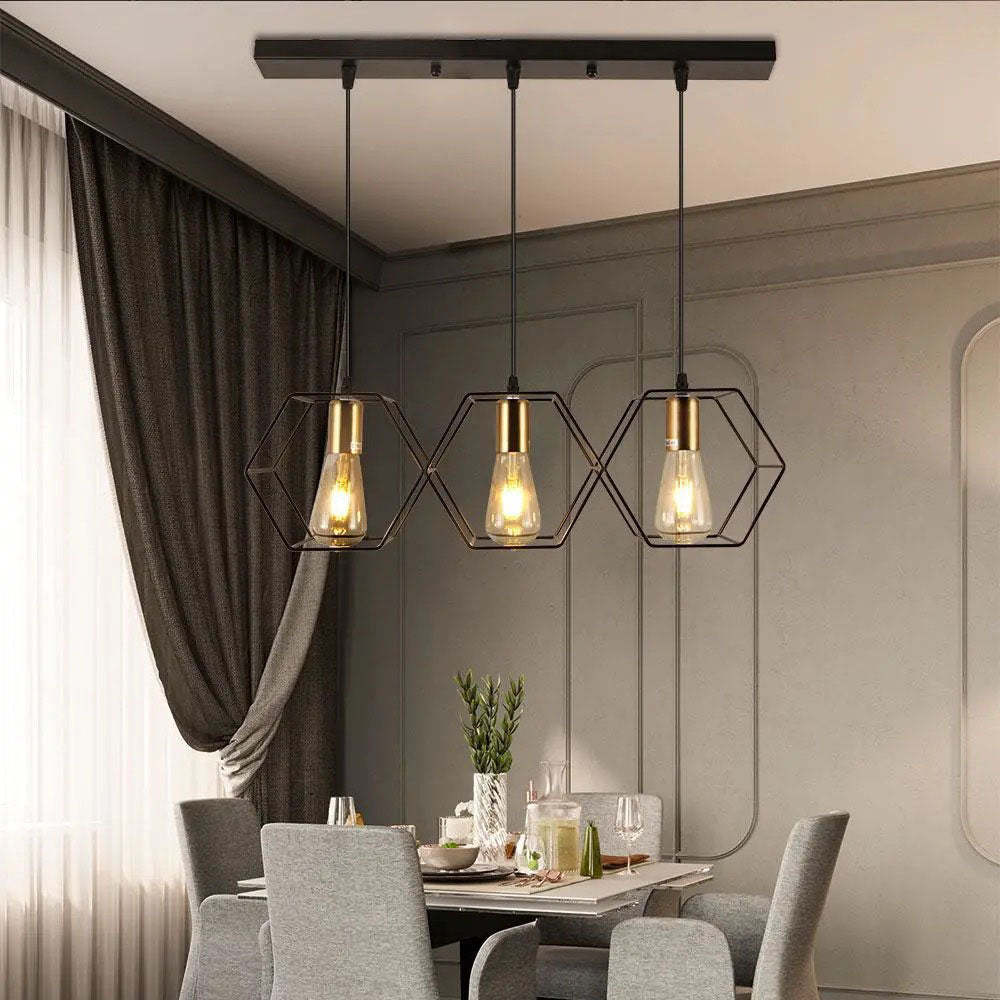 Industrial Vintage Geometric Iron Island Chandelier