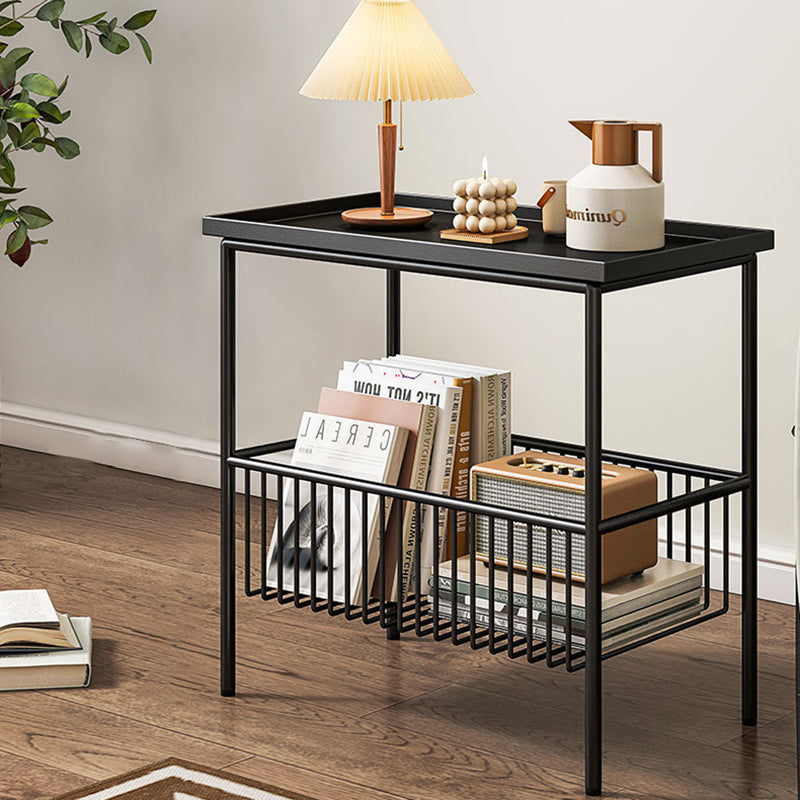 Minimalist Rectangular Iron 2-Tier End Table