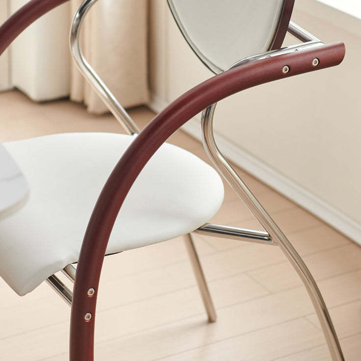 Nordic Microfiber Leather Wood Semicircular Dining Chair