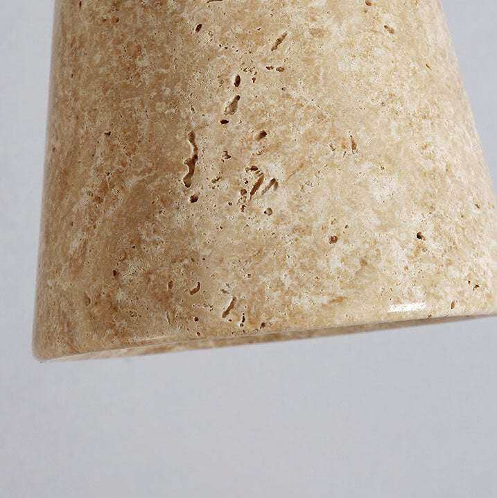 Japanese Round Yellow Travertine Semi-Flush Ceiling Light