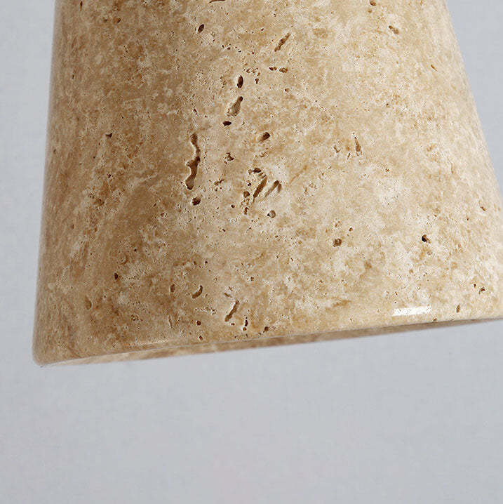 Japanese Round Yellow Travertine Semi-Flush Ceiling Light