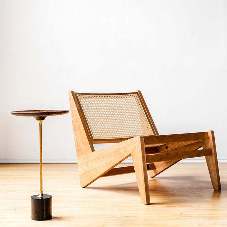 Minimalist Round Wood Metal End Table