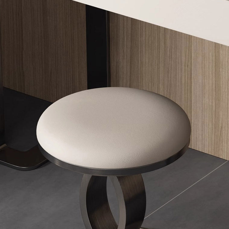 Nordic Round Microfiber Leather Vanity Stool