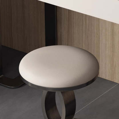 Nordic Round Microfiber Leather Vanity Stool