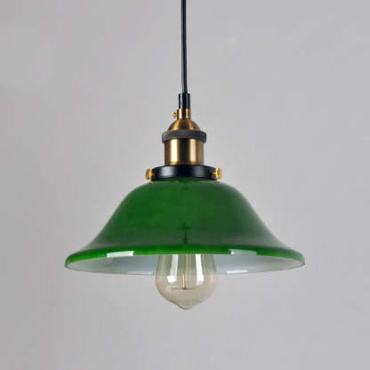 Vintage Green Glass Dome Pendant Light