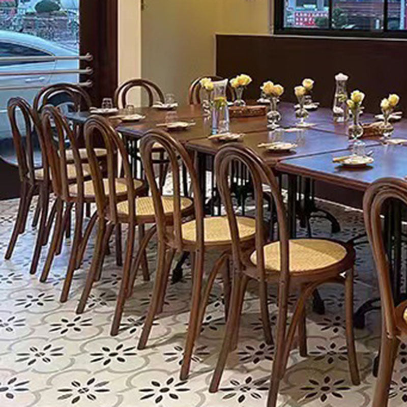 Vintage Curved Wood Wicker Dining Chair