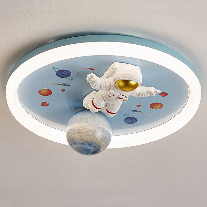 Cartoon Space Astronaut Resin LED Flush Mount Light
