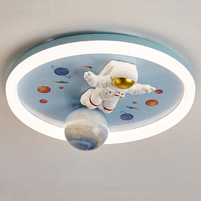 Cartoon Space Astronaut Resin LED Flush Mount Light