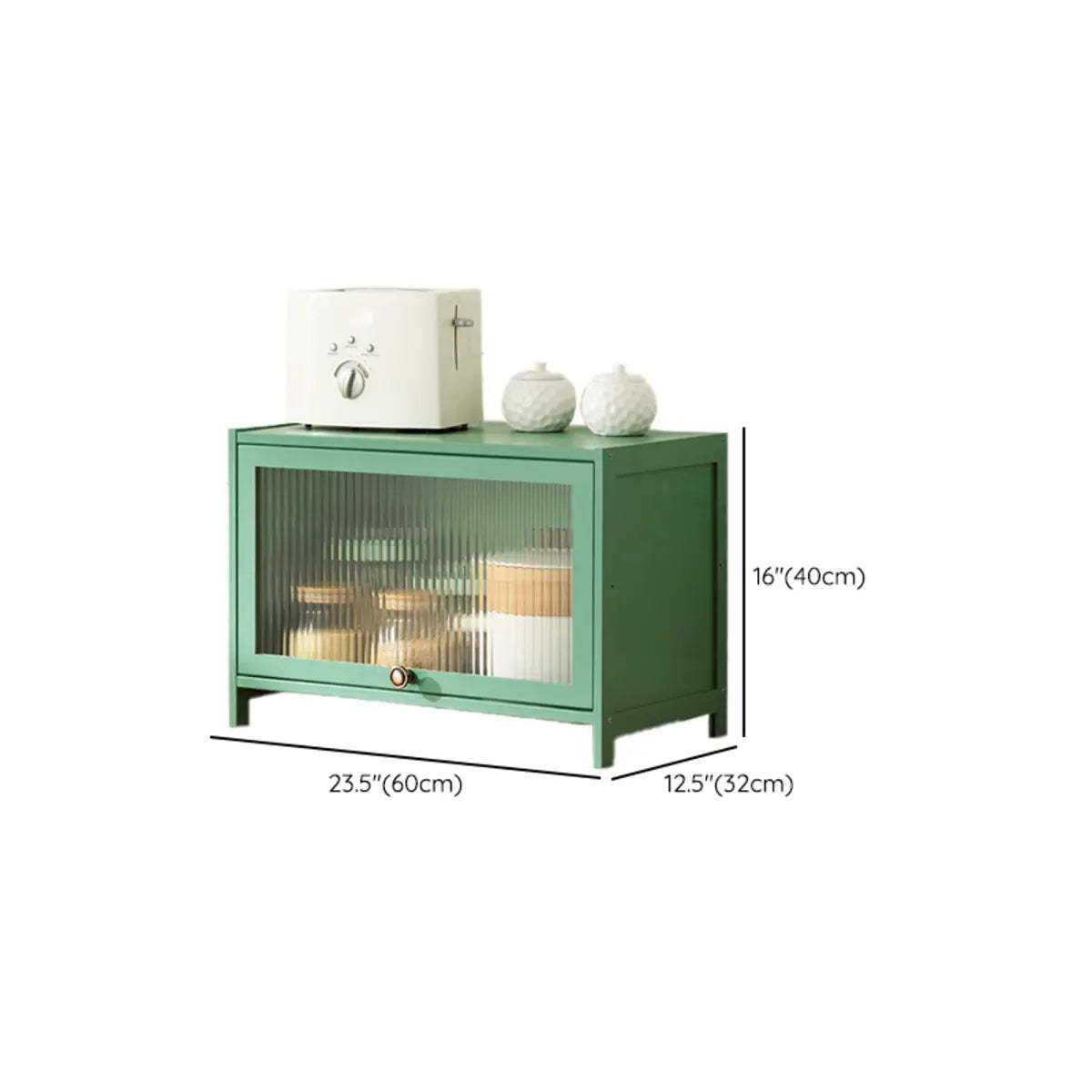 Green Wood Rectangular Kitchen China Cabinet