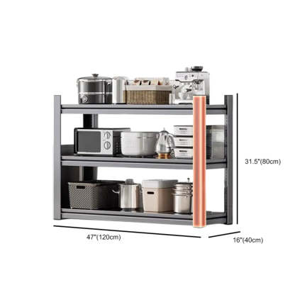 Gray Rust Resistant Metal Baker's Rack with Microwave Shelf