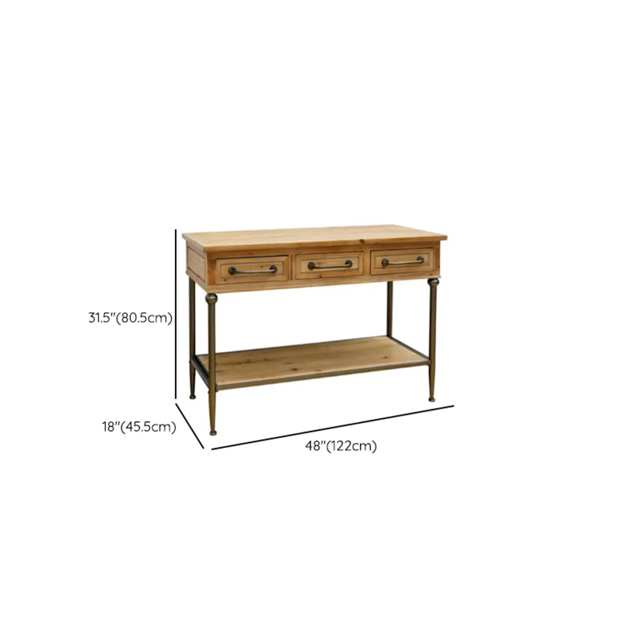 Rustic Wood Brown Console Table with Shelf
