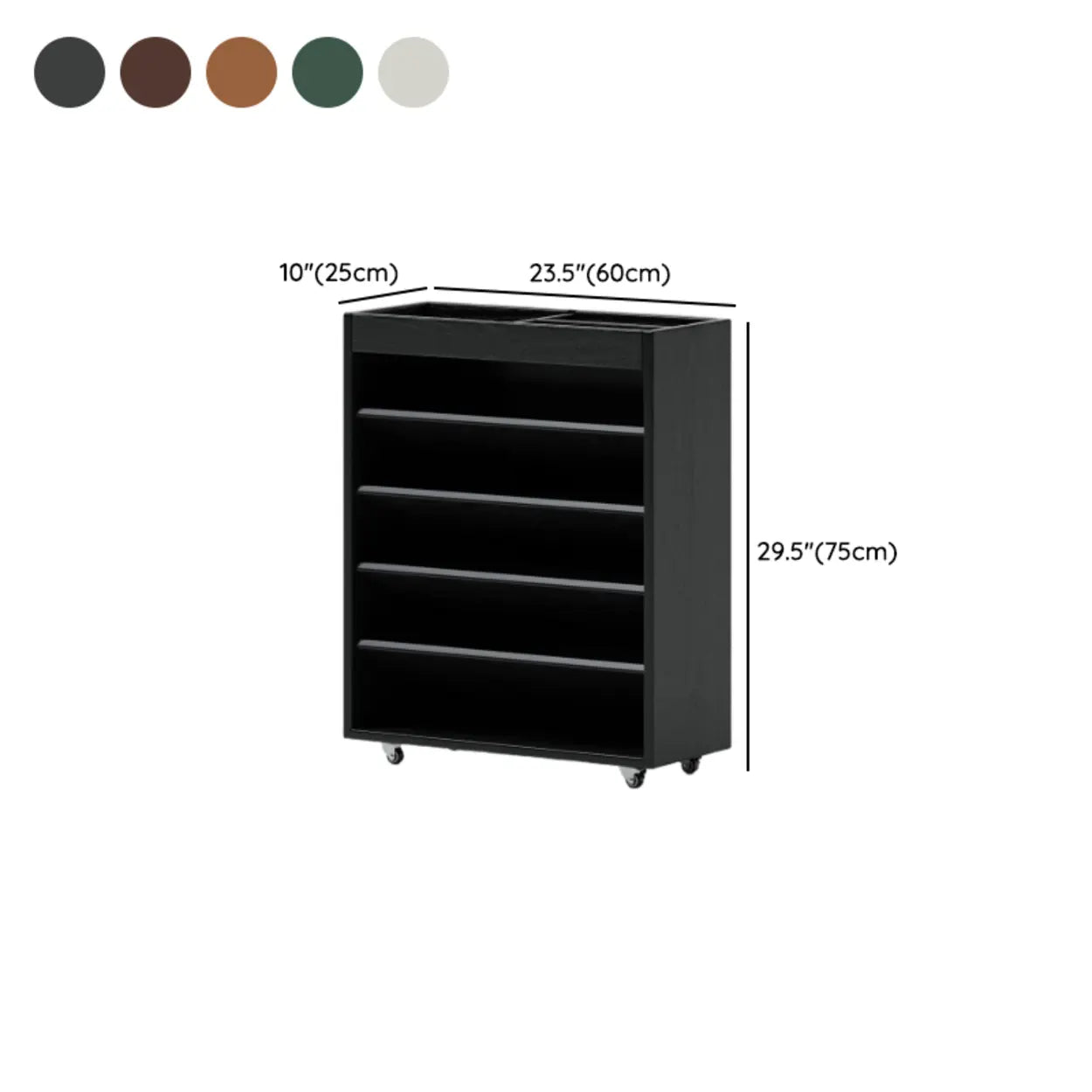 Contemporary Mobile Wood Angled Bookshelf Cart
