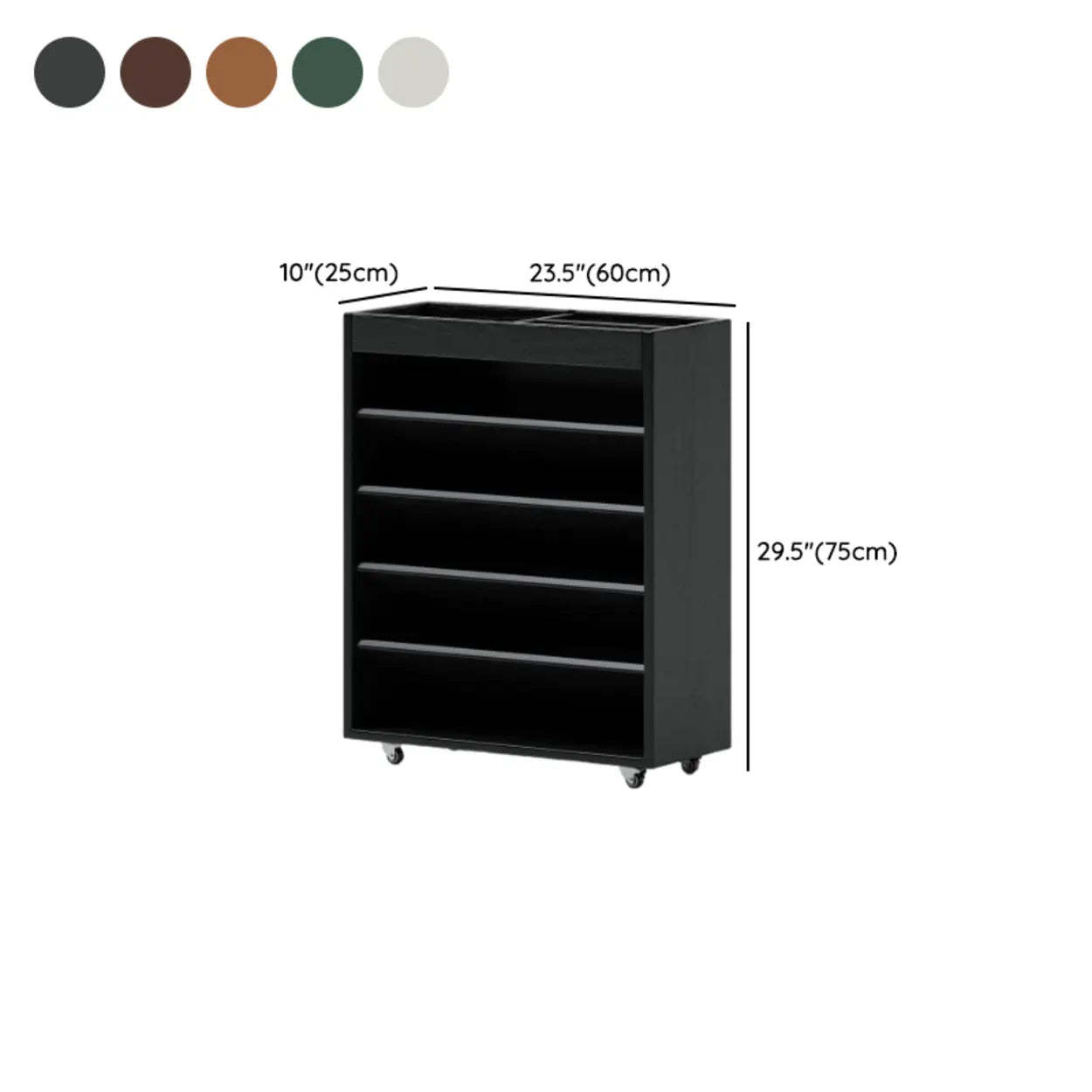 Contemporary Mobile Wood Angled Bookshelf Cart
