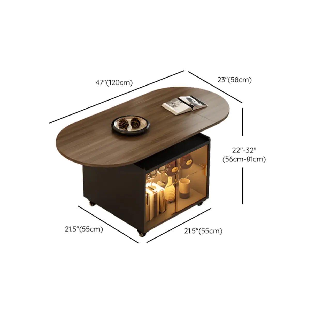 Convertible Wood Lift-Top Cabinet Coffee Table