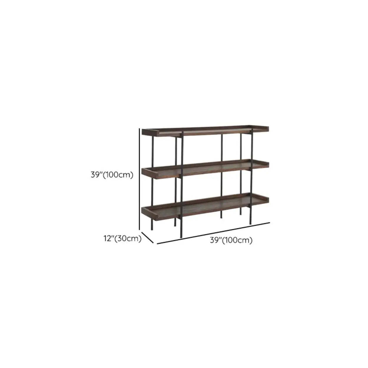 Industrial Brown Wood-Metal Tiered Bookshelf