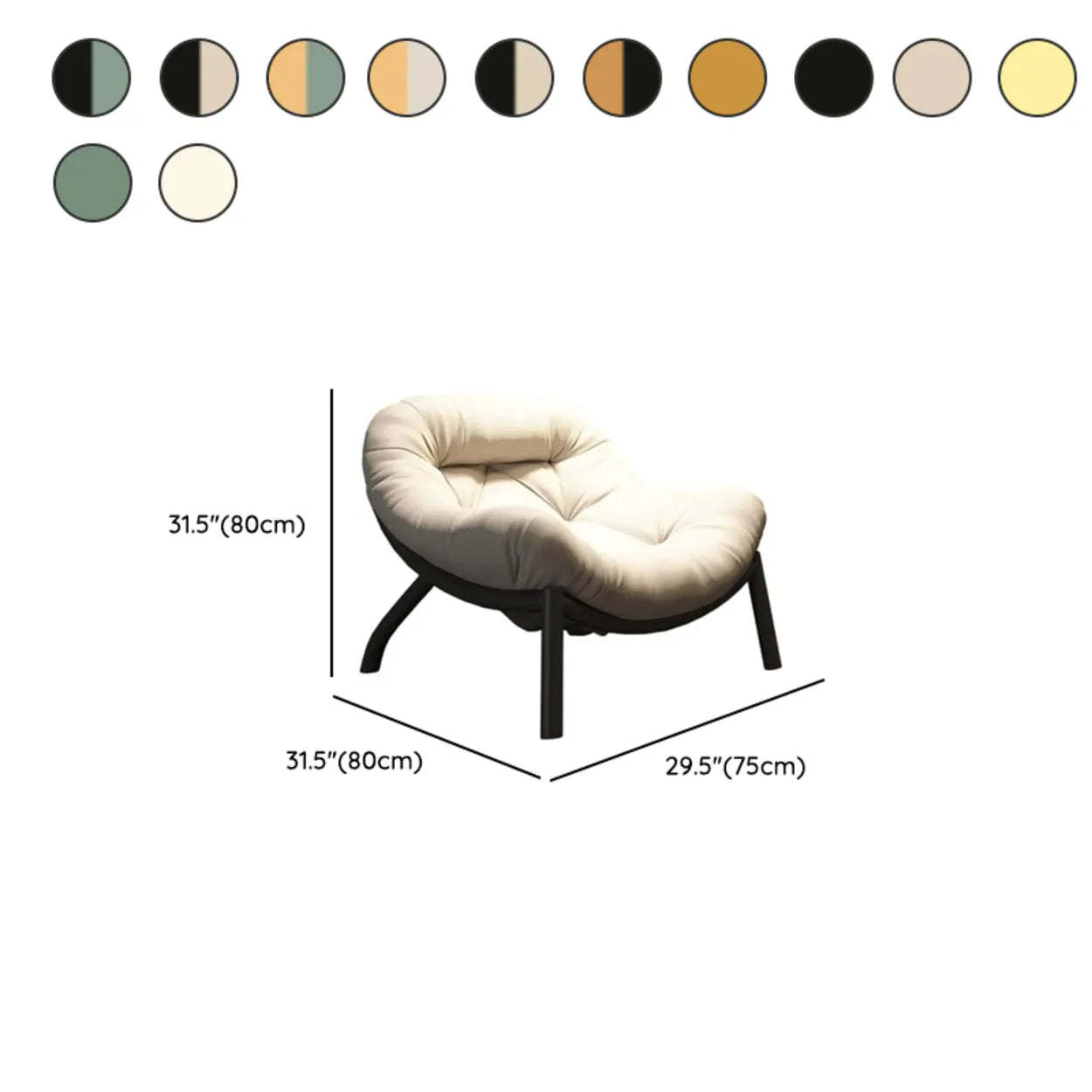 Modern Round Leather Tufted Back Lounge Chair