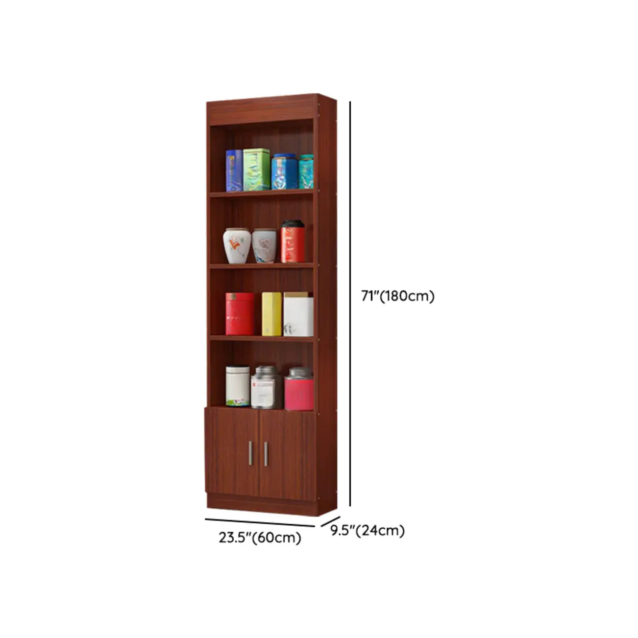 Contemporary Brown Wood Open Wine Cabinet
