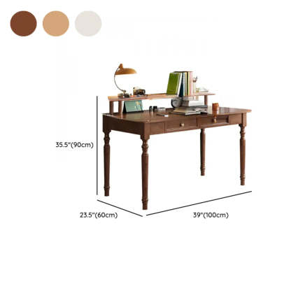 Brown Wood Hutch Drawer Writing Desk