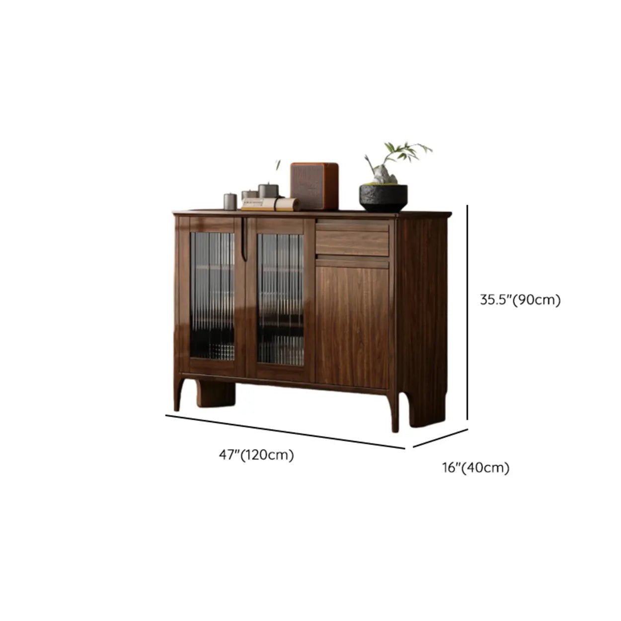 Brown Rectangular Wood Kitchen Storage China Cabinet #size