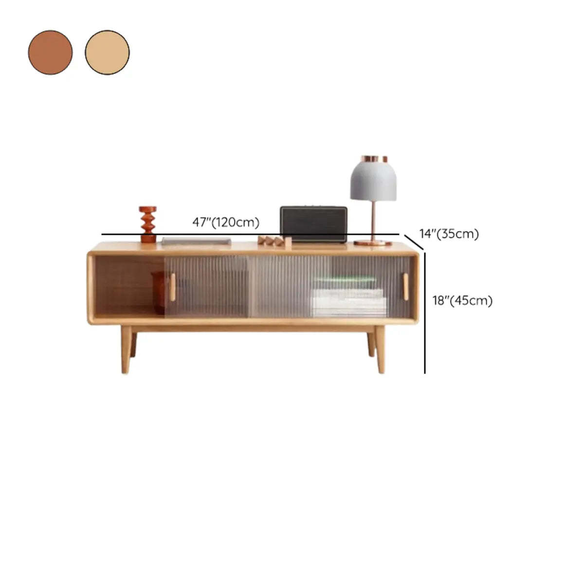 Oak Wood Rectangle Enclosed Storage TV Stand