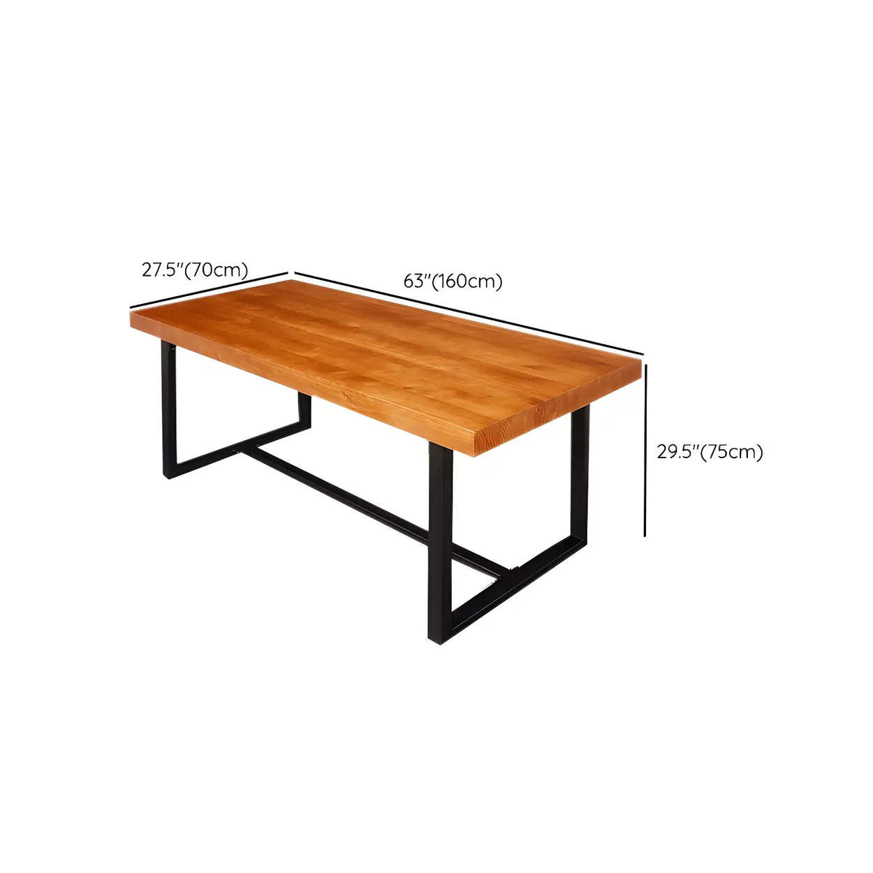 Brown Pine Wood Black Sled Conference Table for 10 — Table Only