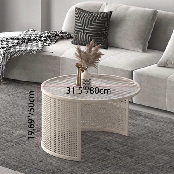 Striped Glass Metal Frame Coffee Table — B / Black