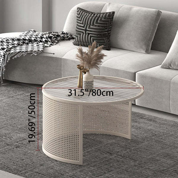 Striped Glass Metal Frame Coffee Table — B / Black