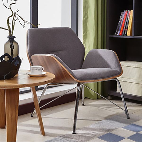 Nordic Hexagonal Leather Wood Dining Chair with Arm — Plated Legs