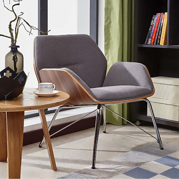 Nordic Hexagonal Leather Wood Dining Chair with Arm — Plated Legs