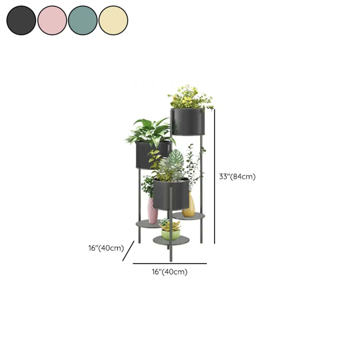 Blue Round Metal 6-Tier Indoor Plant Stand