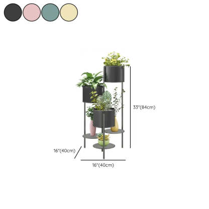 Blue Round Metal 6-Tier Indoor Plant Stand