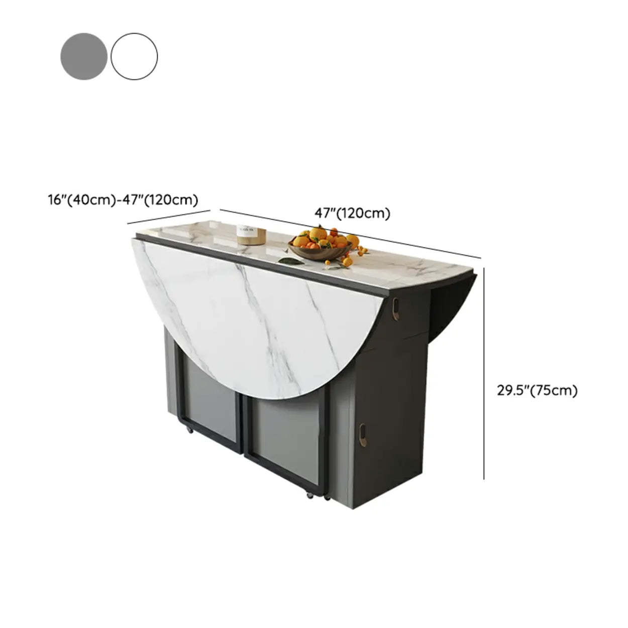Modern White Round Stone Extendable Dining Table