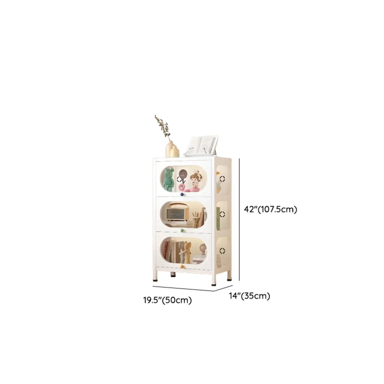 Elegant Steel White Curio Display Cabinet