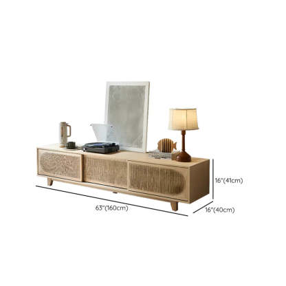 Bohemian Natural Wood TV Stand with Cabinet
