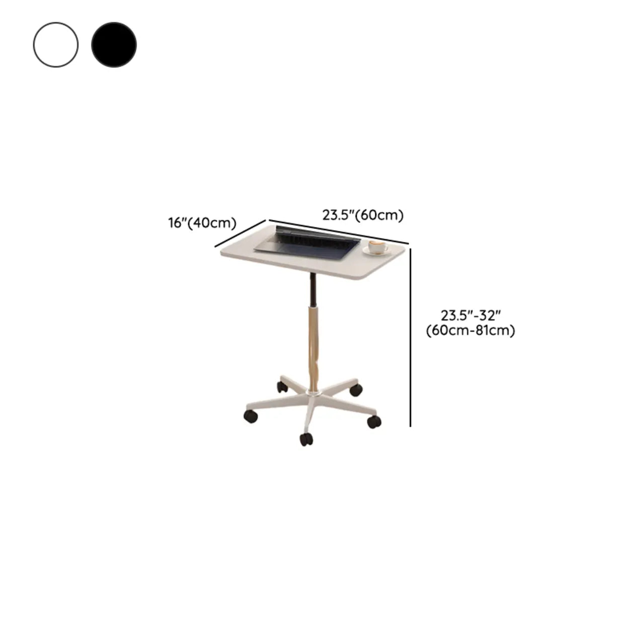 Movable Adjustable White Narrow Desk