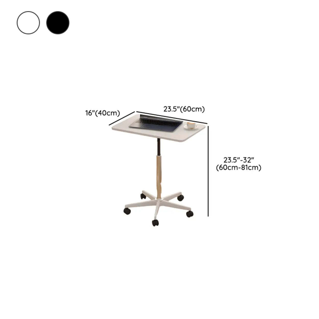 Movable Adjustable White Narrow Desk