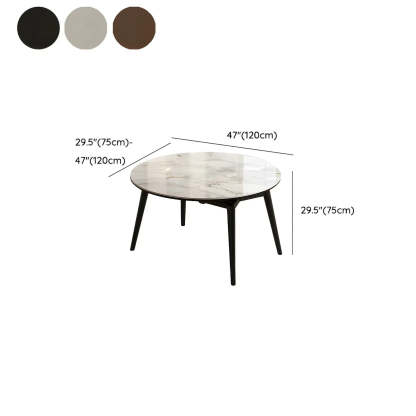 Modern White Stone Oak-Base Round Extendable Dining Table