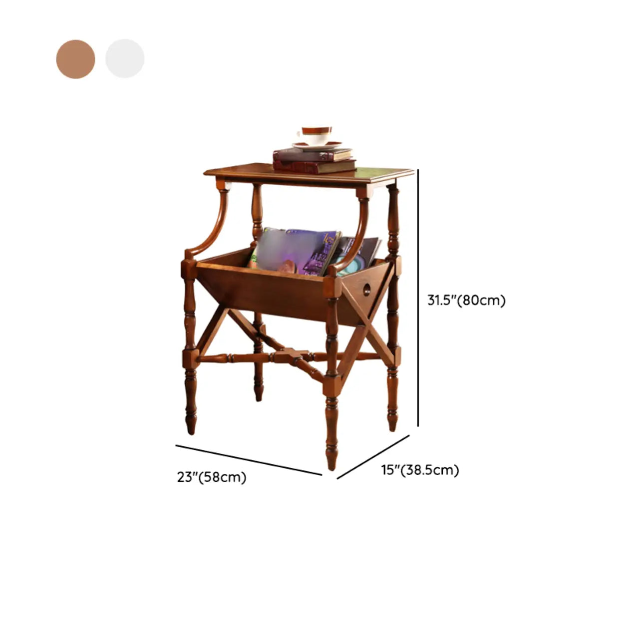 Mid-Century Antique Wood Magazine Bookshelf
