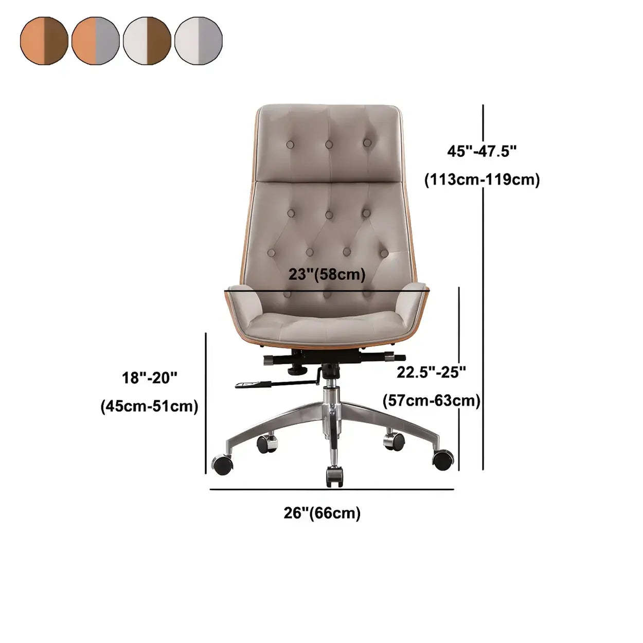 Wood Shell High-Back Leather Swivel Office Chair