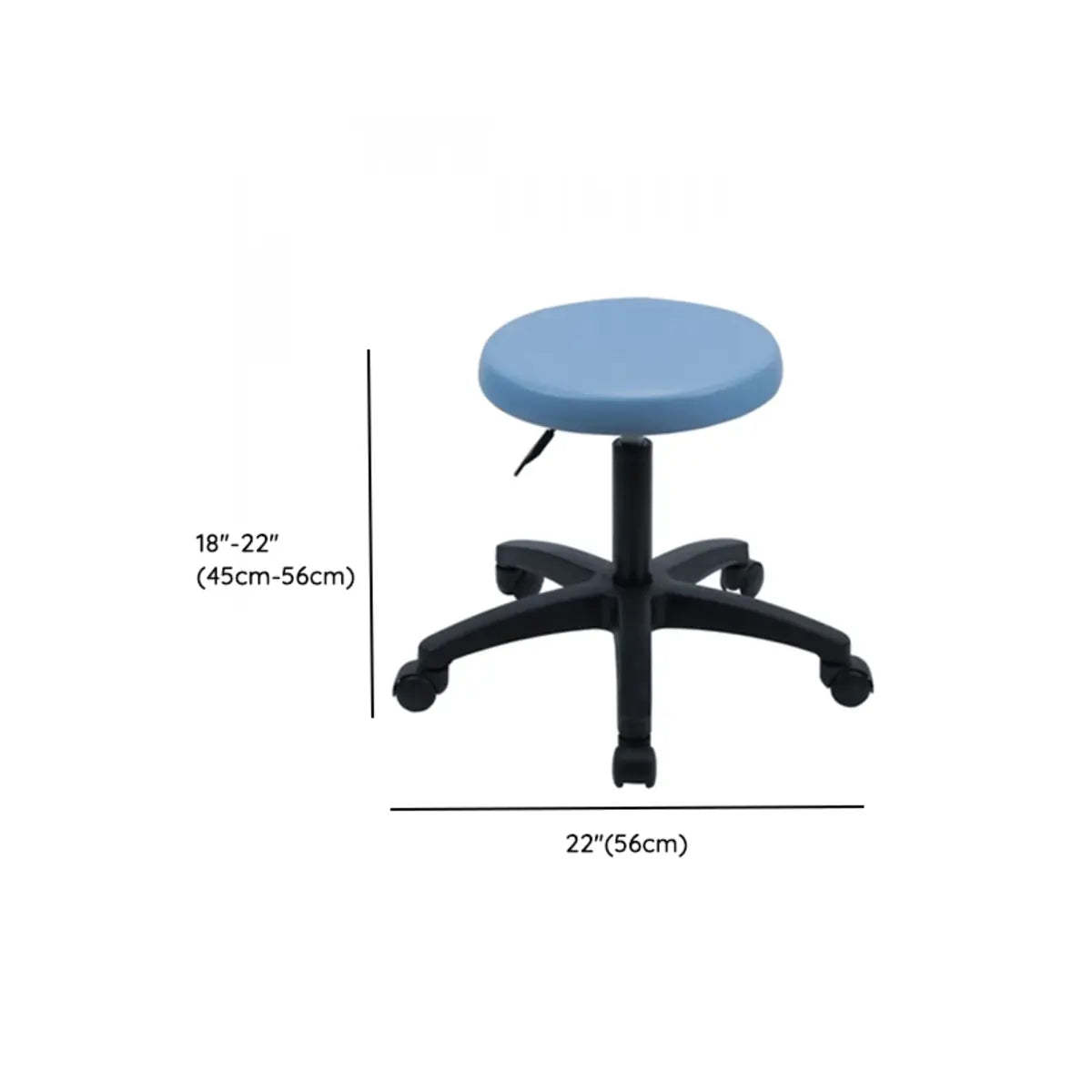 Modern Blue Round Alloy Upholstered Stool with Casters