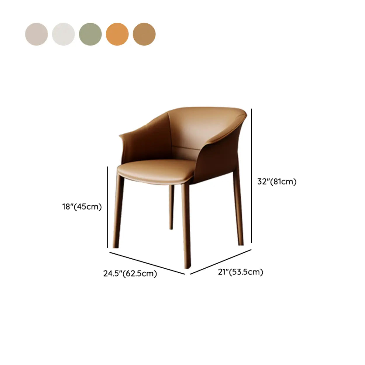 Light Gray Round Faux Leather Arm Dining Chair