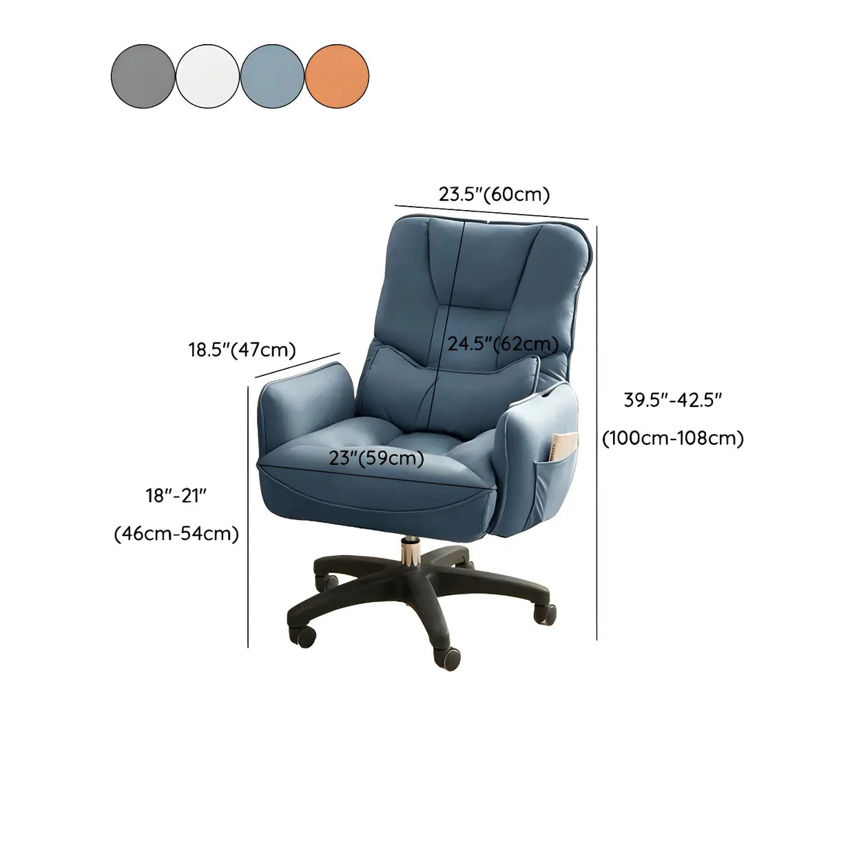 Adjustable Recliner Faux Leather Office Chair with Headrest