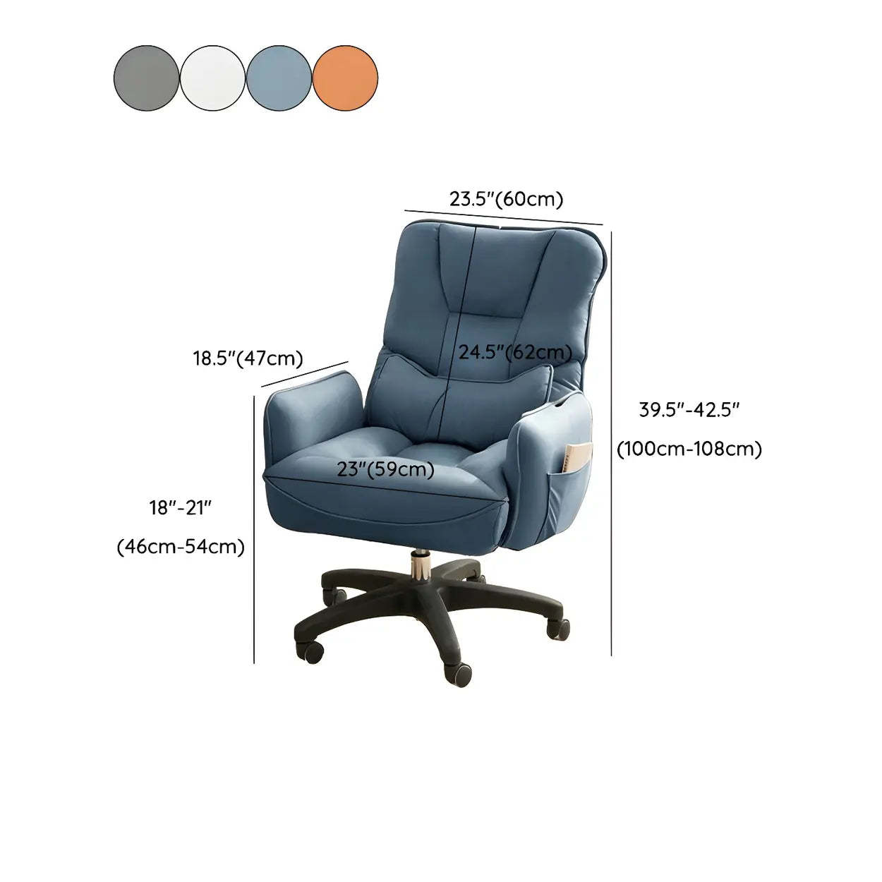 Adjustable Recliner Faux Leather Office Chair with Headrest