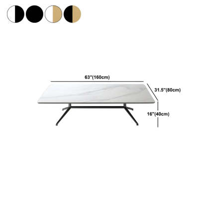 Stone Top Trestle-Base Coffee Table — Black / White